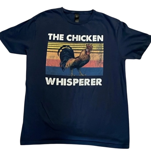 The Chicken  Whisperer Navy Blue T-Shirt Size Medium - Picture 1 of 5